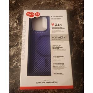 Tech21 EvoArmor iPhone 16 Pro Max Case - Blue Carbon Fiber - MagSafe - NIB
